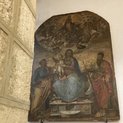 044 Seconda Campata Sulla Parete Il Dipinto Cinquecentesco Raffigurante Madonna Con Bambino Ritratta Fra San Pietro E San Paolo