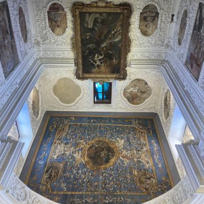 134 La Grandiosa Tela Visione Di San Domenico Detto Cristo Fulminante Realizzata Da Mattia Preti Nel 1680 Ed Il Particolare Soffitto Ligneo Decorato