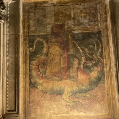 143 S Margherita D Antiochia Affresco Xvii Secolo Vergine E Martire Vittima Della Persecuzione Di Domiziano. L Iconografia Abituale La Rappresenta Con Un Drago O Un Serpente Raffigurazione Del Demonio In Posizione Di Sconfitta