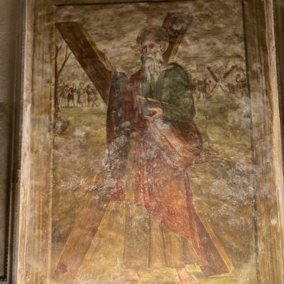 144 Sant Andrea Affresco Xvii Secolo. In Questa Sede Il Pittore Rappresenta L Apostolo Con La Croce A X Sulla Quale Fu Fatto Inchiodare Dal Proconsole Egeo Affinche Il Supplizio Durasse Piu A Lungo