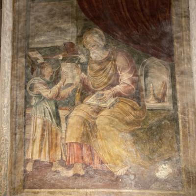 145 S Girolamo Affresco Xvii Secolo Rappresenta La Traduzione Del Vangelo Ebraico In Latino Da Parte Di S Girolamo Versione Chiamata Vulgata