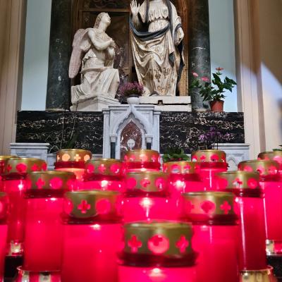047 Lo Splendido Gruppo Scultoreo Dell Annunciazione L Angelo Gabriele Porta L Annuncio Della Venuta Di Gesu Cristo A Una Piissima Madonna Probabilmente Di Battista Mazzolo